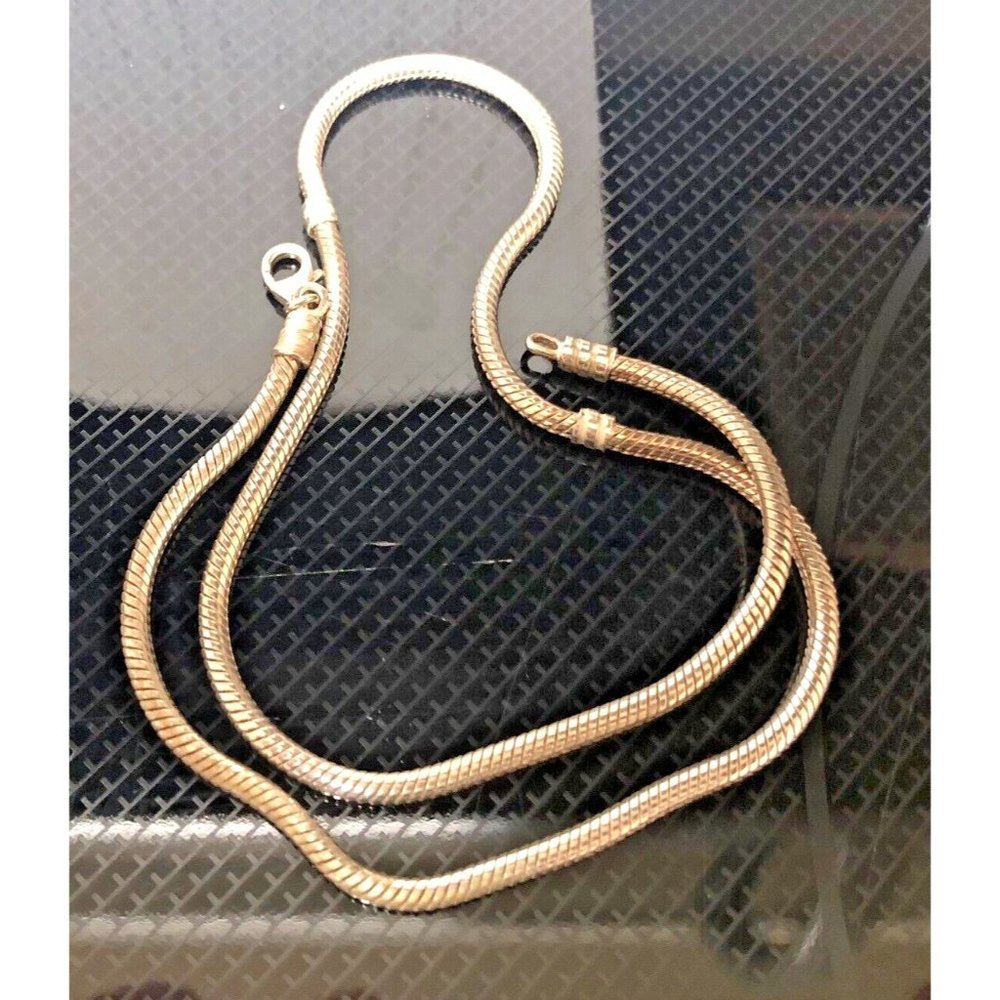 Pandora lobster clasp 925 silver necklace vintage 17.5" snap stations snake ALE